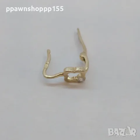 Единична златна обеца Сърце с циркон 14K (585) – 0.50 гр., снимка 6 - Обеци - 56243468