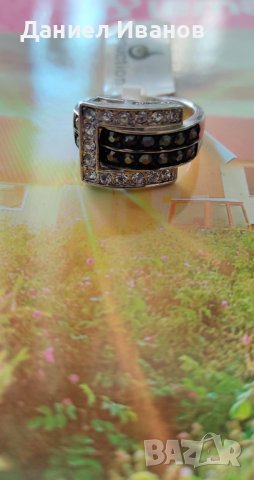 Златен пръстен 24к със Сваровски размер 8, снимка 5 - Пръстени - 13610726