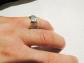 Стар мъжки сребърен пръстен с  аквамарин - стар внос от Щатите . Пленителна блестяща красота ., снимка 1