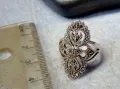 РАЗКОШЕН АЖУРЕН СКЪПОЦЕНЕН СРЕБЪРЕН ПРЪСТЕН СРЕБРО 925 ИНКРУСТИРАН с ФАСЕТИРАНИ МАРКАЗИТИ 49113, снимка 12