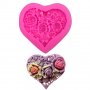сърце с рози и цветя силиконов молд форма фондан шоколад гипс смола украса декор, снимка 3
