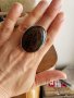 Масивен пръстен с естествен махагонов обсидиан, снимка 1 - Пръстени - 42212876