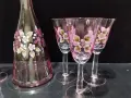 ретро стъклени чаши и гарафа Бохемия Чехословакия , снимка 9