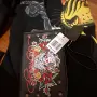 Нова чантичка за ръка, кожена.. с черепи на циповете, ED HARDY оригинал.с етикет, снимка 1
