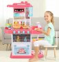 Кухня със светещи котлони, реалистични звуци и течаща вода-38 см Детска играчка сглобяема оборудвана