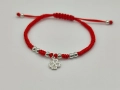 Дамска, детска гривна червена корда със сребърни елементи и Ин и Ян, снимка 13