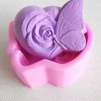 Роза Пеперуда голям Дълбок силиконов молд форма тесто фондан сапун гипс шоколад мъфини, снимка 2 - Форми - 23403081