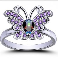  Сребърен пръстен пеперуда, снимка 1 - Пръстени - 31616046