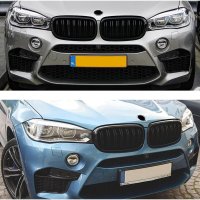 Решетки Бъбреци за BMW X5 X6 F15 F16 2013-2019г. Черен Гланц Двойни, снимка 7 - Аксесоари и консумативи - 44398003