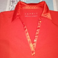  Червена блуза със сатенена яка Esprit р-р М , снимка 9 - Тениски - 31456586