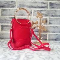 Елегантна малка чантичка Samantha + дълга дръжка – червен цвят, снимка 3 - Чанти - 31413519