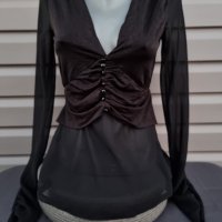 Дамска блуза  в черно с дълъг ръкав- модел 34, снимка 2 - Блузи с дълъг ръкав и пуловери - 39225327