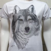 Страхотна нова мъжка тениска с дигитален печат Бял Вълк, Серия Вълци, снимка 6 - Тениски - 29104349