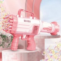 Пистолет за сапунени балони, 64 дупки, Базука, USB, автомат за балони, розов или лилав, снимка 1 - Игри и пъзели - 36851890