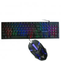 Комплект геймърска светеща клавиатура и мишка. Jedel GK110+, снимка 4 - Клавиатури и мишки - 34977152