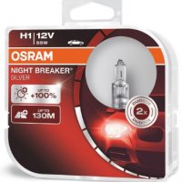 Халогенни крушки OSRAM Night BREAKER SILVER +100% H1,H4,H7,H11 DUO BOX, снимка 2 - Части - 31755230