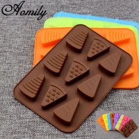 Резен парче торта пица диня триъгълник силиконов молд форма фондан шоколад бонбони гипс смола, снимка 1 - Форми - 31977333