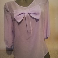 Елегантна лилава полупрозрачна блуза р-р Л, снимка 1 - Корсети, бюстиета, топове - 36804675
