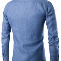 Мъжка дънкова ежедневна риза с дълъг ръкав, 2цвята - 023, снимка 7 - Ризи - 42195608