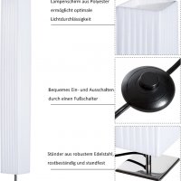 Лампа неръждаема стомана+полиестер бяла Homcom внос от Германия, снимка 5 - Настолни лампи - 39914417