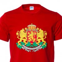 Нова детска червена тениска с релефен трансферен печат Герб на България, снимка 3 - Детски тениски и потници - 30083204