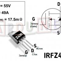 IRFZ44N MOSFET-N транзистор Vdss=55V, Id=49A, Rds=0.0175Ohm, Pd=94W, снимка 2 - Друга електроника - 35561467