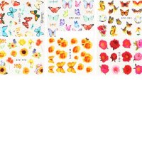  18 броя Комплект водни стикери пеперуди и цветя , снимка 3 - Продукти за маникюр - 30688440