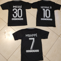 Messi 30 + Калци PSG Black Детски Черен Екип сезон 22 Комплект Меси, снимка 5 - Футбол - 36561633