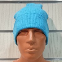 Нова мъжка зимна шапка рипс с подгъв в цвят син меланж, снимка 12 - Шапки - 39333037