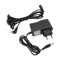 Professional power adapter for guitar pedal 9V DC 0.5A Захранващ адаптер за 5 китарни ефекта+кабели, снимка 1 - Китари - 44622992