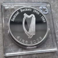 Възпоменателна сребърна монета 10 Euros Samuel Beckett, снимка 2 - Нумизматика и бонистика - 44794512
