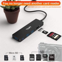 TSUPY Multi USB HUB, 5-в-1, SD и Micro SD четец, 3 USB 3.0 порта, снимка 5 - Други - 38545105