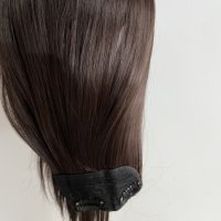 Екстеншън права кестенява коса ред с клипси 55см синтетика, снимка 5 - Продукти за коса - 38989816