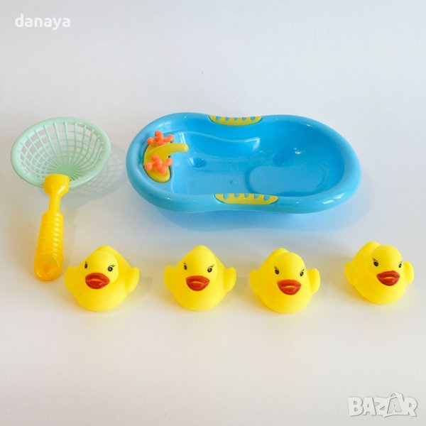 2904 Комплект играчки за баня патета жабки с кепче в корито, снимка 1