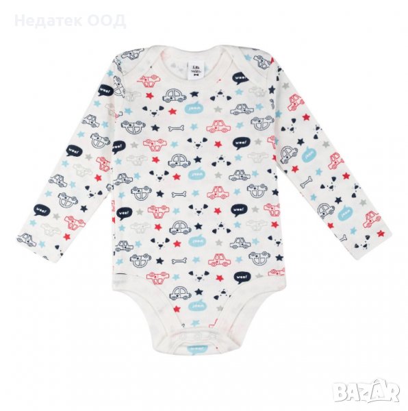 Памучно боди Doggy Cars, 0 - 3 м, Бял, снимка 1