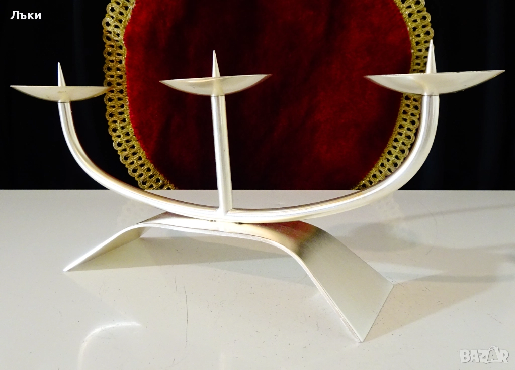 Посребрен троен свещник тройка WMF. , снимка 1