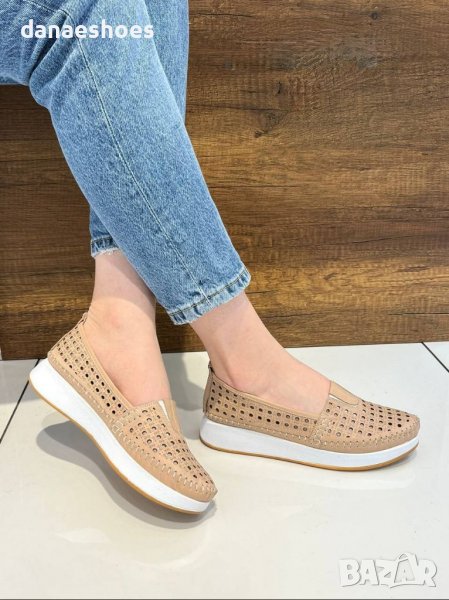 Дамски обувки от естествена кожа с перфорация , снимка 1