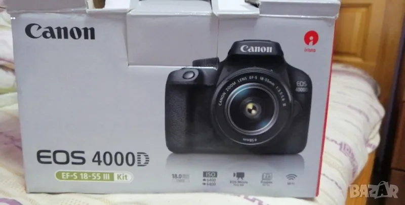 Canon EOS 4000D + обектив + светкавица + аксесоари – като нов!, снимка 1