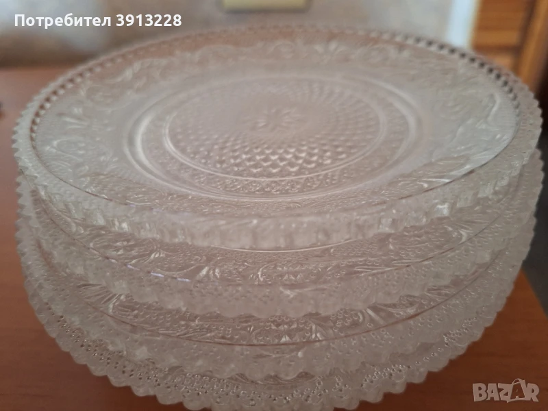 Десертни чинии 6 бр, кристално стъкло. , снимка 1