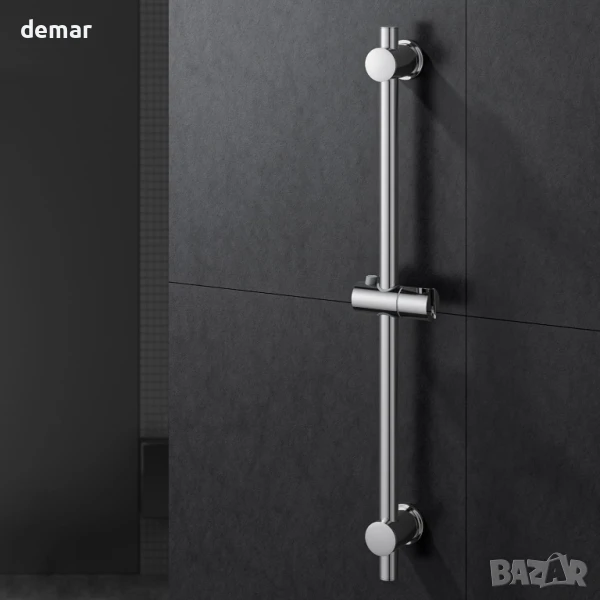 MORADO 68 см, плъзгаща се дръжка за душ с регулируем държач за ръчен душ, стенен монтаж, хром, снимка 1