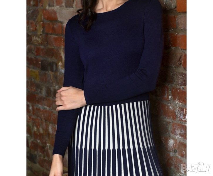 Рокля в тъмносиньо и цвят крем Fever London - L, снимка 1