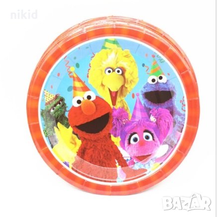 Улица Сезам Бисквитено чудовище Muppet Cookie Monster 10 бр парти чинии чинийки, снимка 1