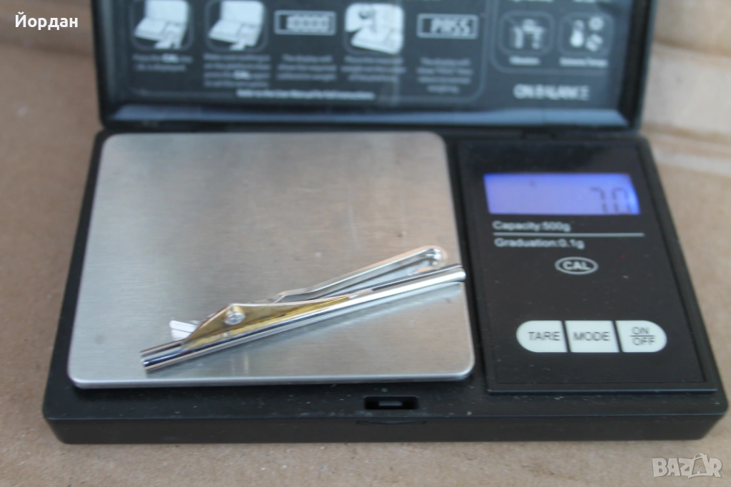 Сребърна щипка за вратовръзка 0,925, снимка 1