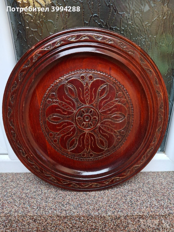 Стара чиния поднос дърворезба, снимка 1
