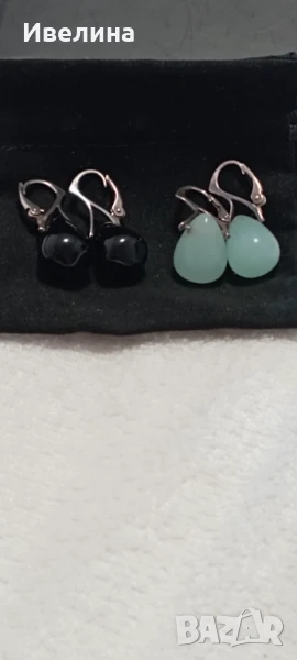 Сребърно обици с полускъпоценни камъни, по 22 лв, снимка 1