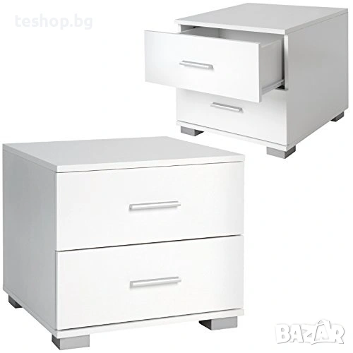 Нощно шкафче в бяло 2 броя комплект 40 x 40 x 35 cm, снимка 1