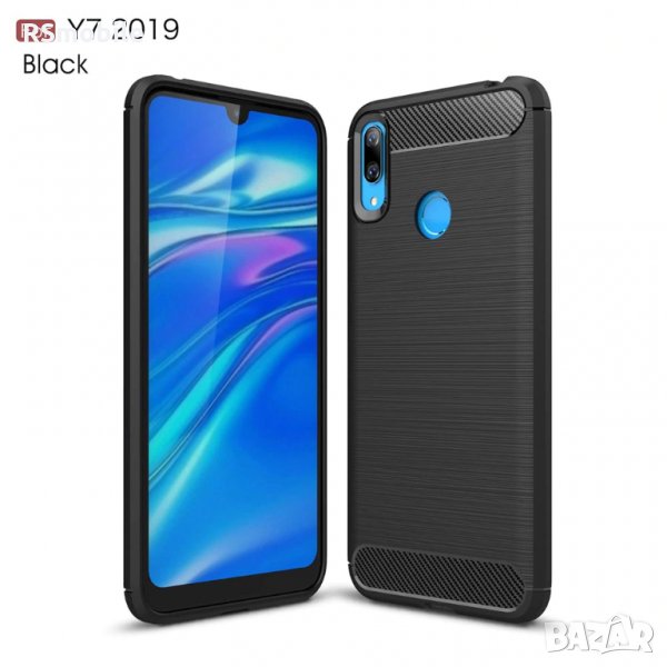 Huawei Y7 2019 - Удароустойчив Кейс Гръб CARBON, снимка 1