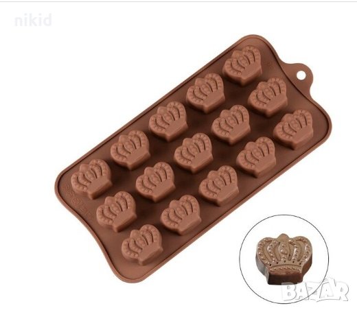 15 бр Корона корони силиконов молд форма за фондан шоколадови желирани бонбони гипс декор и др , снимка 1