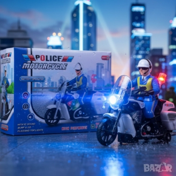 Полицейски мотор със светлини и звук – движение, екшън и усмивки, снимка 1