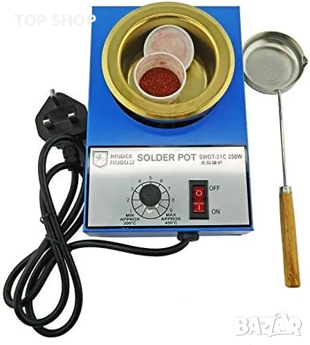 Нов електрически уред за топене на спойка метал 220-230v + черпак, снимка 1